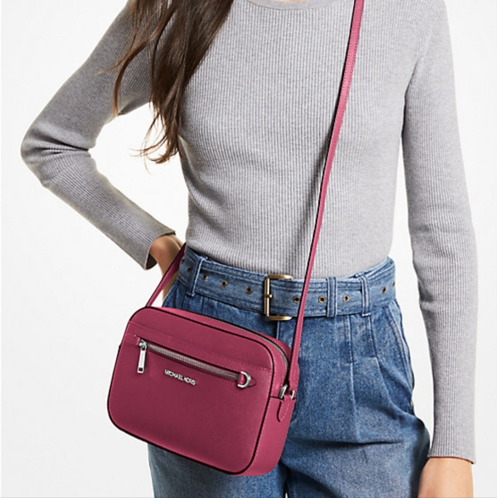 Michael kors Jet Set Large Saffiano Leather Crossbody Bag (Dark Raspberry) - Picture 12 of 12